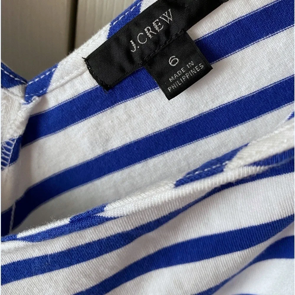 J.CREW Royal Blue/White Striped V-Neck Wide-Leg‎ V-Neck Cropped Jumpsuit SZ 6